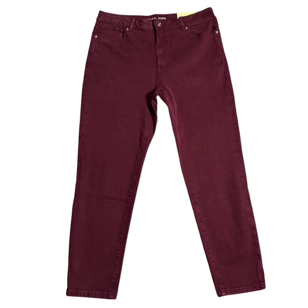 Michael Kors Women‎ Jeans Selma Hi Rise 12 Merlot Skinny Ankle $110 NWT